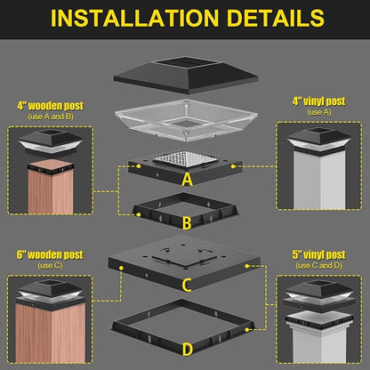 T-SUN 4x4 Solar Post Cap Lights Outdoor Waterproof, Solar Deck Fence Post Cap Lights for Wooden/Vinyl with Warm/Cool White Modes for Porch, Garden,Patio(18 Pack)