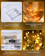 4-Pack Christmas String Lights, 60 LED Waterproof Twinkle Lights