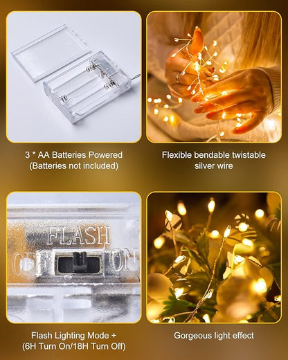 4-Pack Christmas String Lights, 60 LED Waterproof Twinkle Lights