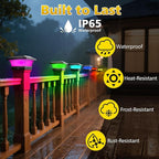 6-Pack Solar Post Cap Lights, RGB Waterproof