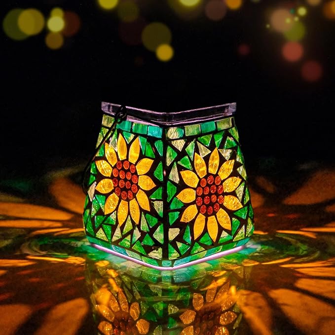 Mosaic Solar Lantern Set, Elegant Porch Lighting