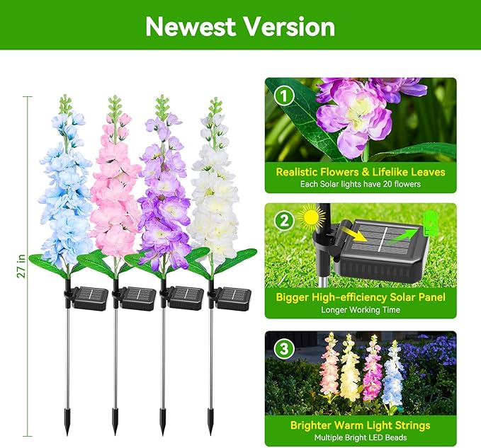 Solar Flower Statue Light, Yard Decor