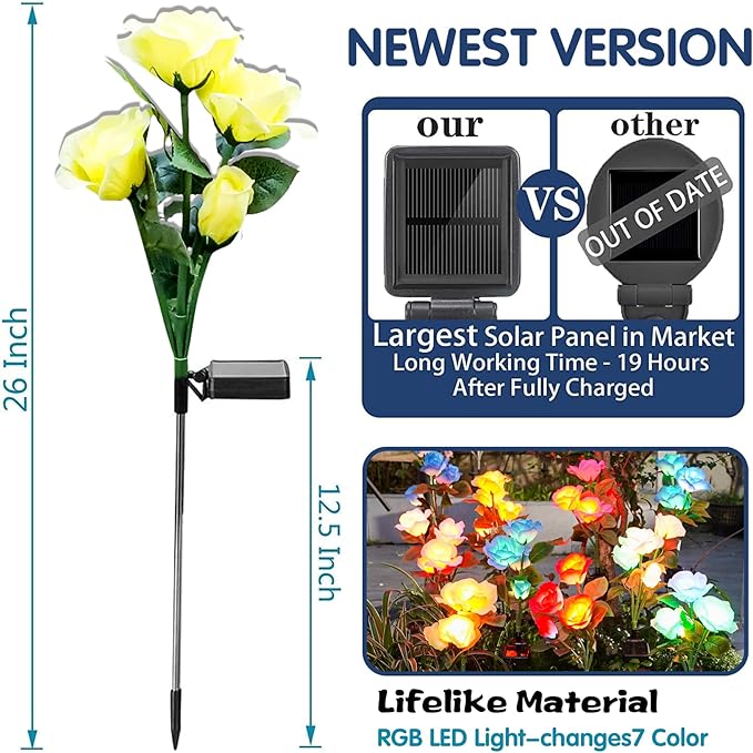 6-Pack Solar Pathway Lights, Waterproof LED Driveway Lights