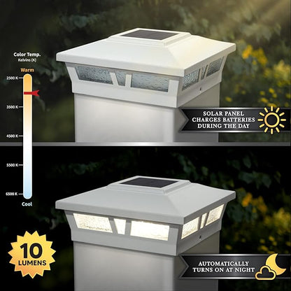 Classy Caps SLX772C 6x6 Brown Aluminum Oxford Solar Post Cap – High-Performance Solar Lighting, 2 LEDs, Durable Cast Aluminum, Decorative Glass Lens, Easy DIY, Fits 6"x6", 5.5"x5.5", 5"x5"