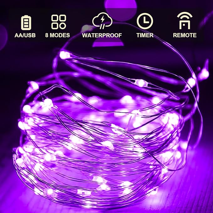 50 LED Christmas Twinkle Lights, 16ft Waterproof for Patio