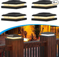 4-Pack Black Solar Fence Post Lights, Outdoor LED Caps
