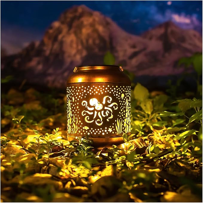 Garden Solar Lantern Set, Rustic Backyard Lighting