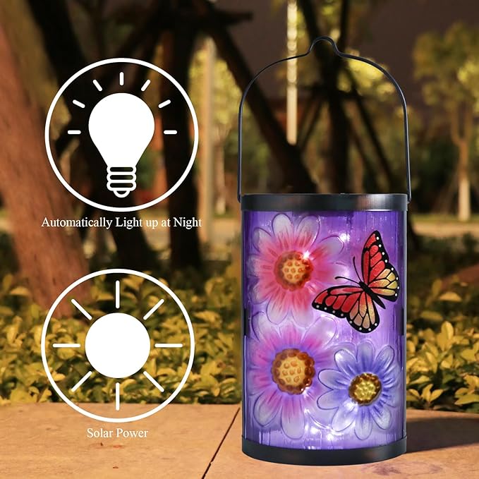 Butterfly Solar Lantern Set, Elegant Porch Lighting