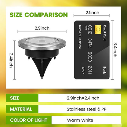 Mini Solar Ground Lights, 12 Pack Solar Garden Lights, Solar Powered Pathway Lights Warterproof, Outdoor Lights for Driveway, Walkway, Backyard, Patio (Warm White)