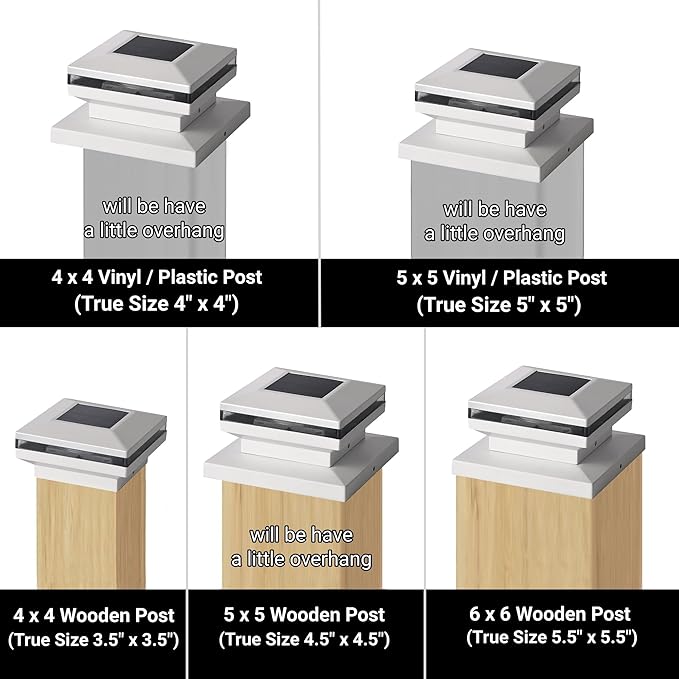 Dynaming 8 Pack Solar Post Lights, Outdoor Decorative Posts Cap Light, Solar Powered White Shell Caps, High Brightness Warm White SMD LED Lighting for Fence Deck Patio, Fit 4x4, 5x5 or 6x6 Wooden Post