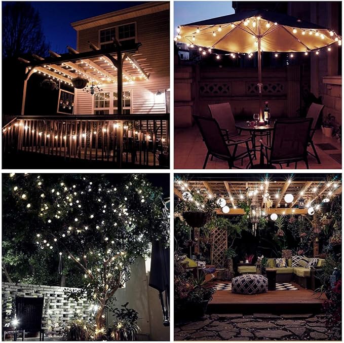 Metaku Outdoor String Lights Battery Operated 26ft 60LED Fairy Lights with Remote Waterproof Indoor Outdoor Hanging Globe Decorative for Patio Gazebo Bistro Garden Balcony