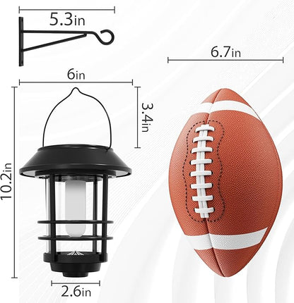 Otdair Solar Lanterns Outdoor Waterproof, 4 Pack Flickering Flames Wall Garden Decor with Glass Shade, Hanging Solar Lights Wall Mount Decorations for Halloween, Front Porch, Patio, Yard