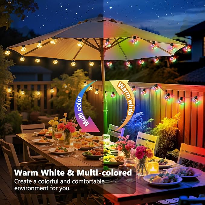 Warm White Yard String Lights, 22ft Weatherproof LED