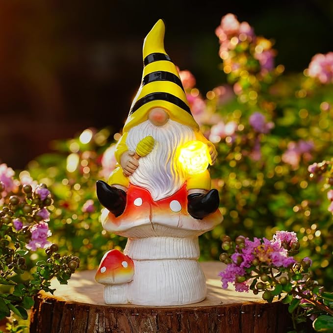 10" Solar Gnome Garden Statue Light, Outdoor Decor