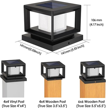Mlambert 10 Pack Solar Post Lights Outdoor, Waterproof Fence Cap for Deck, 4x4 6x6 Wooden Vinyl Outdoor Lights with Shinning Effect, Black