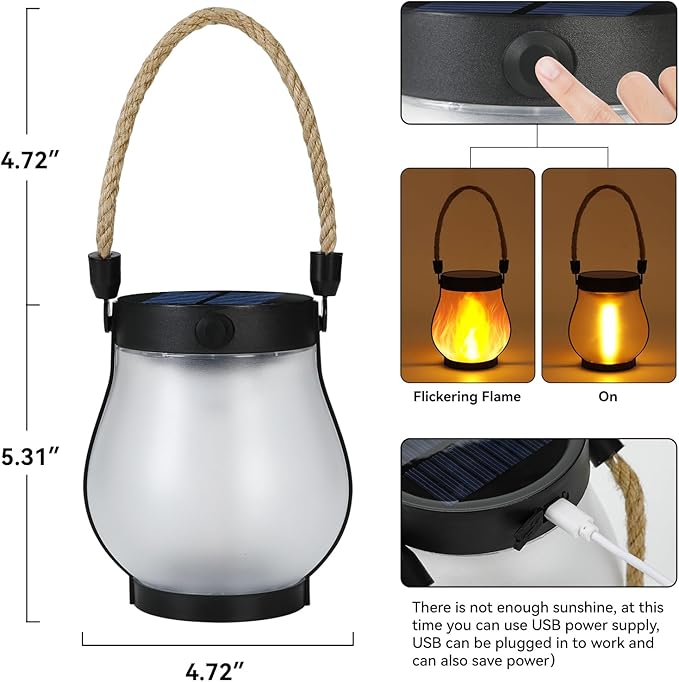 Courtyard Solar Lantern Set 2-Pack, Metal Backyard Lighting