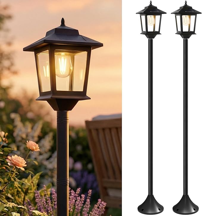 Warm White Solar Pole Lantern, Outdoor Post Lighting