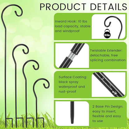 24-Pack 46" Shepherd's Hooks, Heavy-Duty Garden Stakes