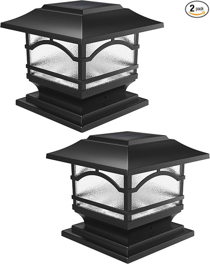 Davinci Lighting Premium Solar Outdoor Post Cap Lights - 4x4 5x5 6x6 - Bright LED Light for Fence Deck Garden or Patio Posts - Slate Black (2 Pack)