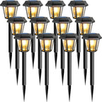 12-Pack Warm White Solar Path Lights, Outdoor Yard LED