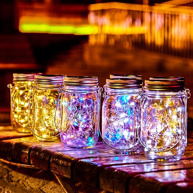 Upgraded Solar Mason Jar Lighs Warm White 12 Pack of 30 LED String Firefly Mason Jar lid Lights, Including 12 Hangers (Excluding Jars), Best for, Terrace Garden Decoration