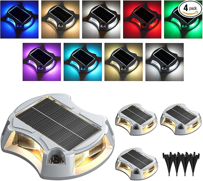 Solar Dock Lights 4-Pack, Waterproof LED