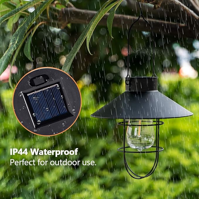 2-Pack Classic Backyard Solar Lanterns for Porch, Waterproof LED
