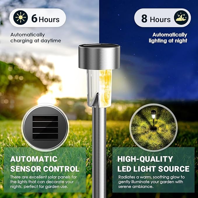 Warm White Solar Pathway Lights 20-Pack, Driveway LED