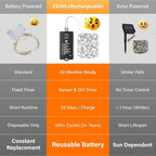 Christmas Fairy Lights, 66ft 200 LED Battery Twinkle Lights