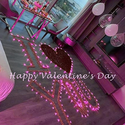 Solar Pink Valentine String Lights Outdoor, 2-Pack Total 80FT 200 LED Solar Twinkle Lights Outside Waterproof Copper Wire 8 Modes Fairy Lights for Garden Tree Party Birthday Xmas Valentines Day Decor