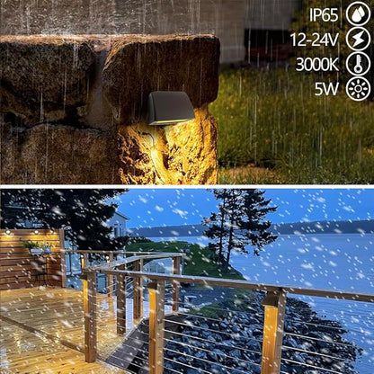 Arrownine Landscape Lighting Low Voltage Deck Lights 5W 12-24V,Outdoor Waterproof Fence Post Lights for Patio Stairs Yard Railing Wall Light Warm White Bronze Color 4 Packs