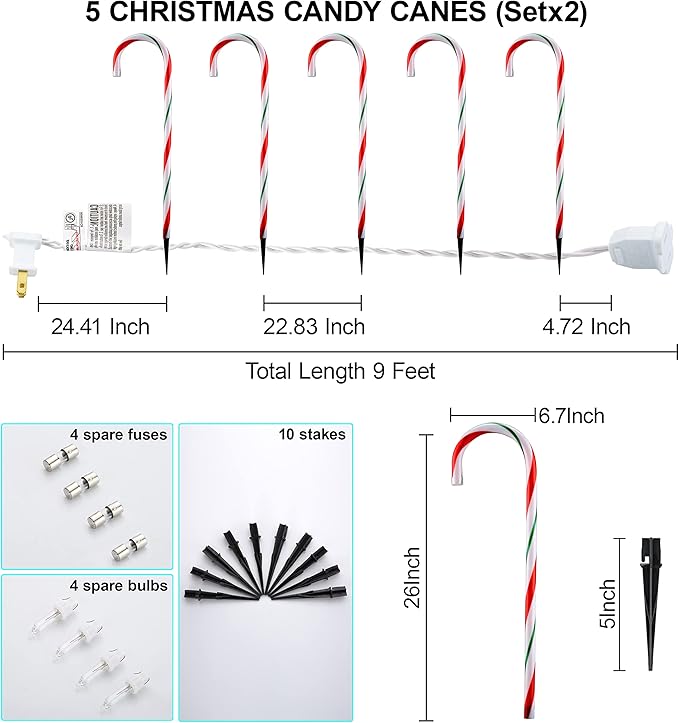 10-Pack Red Solar Path Lights, Outdoor Walkway LED