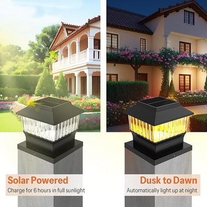 Single Solar Post Cap Light - Modern #1: Fits True 4x4 Vinyl, 4x4 & 6x6 Wood Posts, 3 Color Temp, 50 Lumen Waterproof Outdoor Lights for Deck Fence, Matte Black