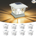 White Solar Fence Post Caps 8-Pack, Deck LED