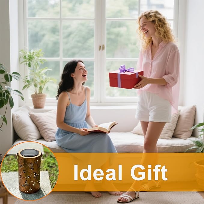 Birthday Gifts for Women Grandma,Solar Lantern Outdoor Waterproof,Butterfly Garden Decor,Metal Hanging Decoration Lights for Outside,Yard,Patio,Porch,Backyard,Christmas,Thanksgiving