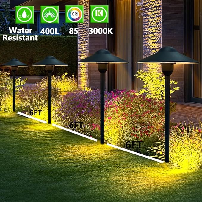 Low Voltage Path Lights Cast Aluminum Pathway Lights Driveway Light,Wire Connectors Replaceable 3 Watts G4 LED Bulb Warm White Included Textured Black Finish Pack of 2