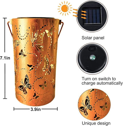 Birthday Gifts for Women Grandma,Solar Lantern Outdoor Waterproof,Butterfly Garden Decor,Metal Hanging Decoration Lights for Outside,Yard,Patio,Porch,Backyard,Christmas,Thanksgiving