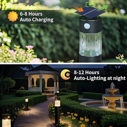 Solar Pathway Lights Outdoor, Motion Sensor 5-30LM IP65 Waterproof Yard Lights for Walkway Driveway Patio, Solar Powered LED Landscape Lighting Garden Decor (Warm White, 2 Pack)