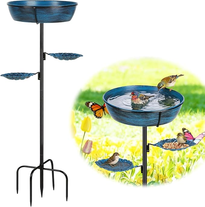Freestanding Bird Bath & Feeder, Outdoor Metal