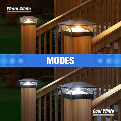 VOLISUN Solar Post Cap Light 4Pack Black: RGB Color Changing - Fence Post Lights Solar Outdoor Waterproof for 4x4 x5 x6 WoodenVinyl Post