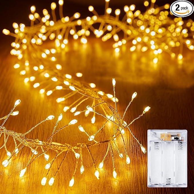 2-Pack Christmas String Lights, 10ft 120 LED Waterproof Twinkle Lights