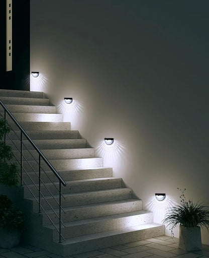 OTHWAY Solar Fence Post Lights Wall Mount Decorative Deck Lighting (Black, 4 Packs)