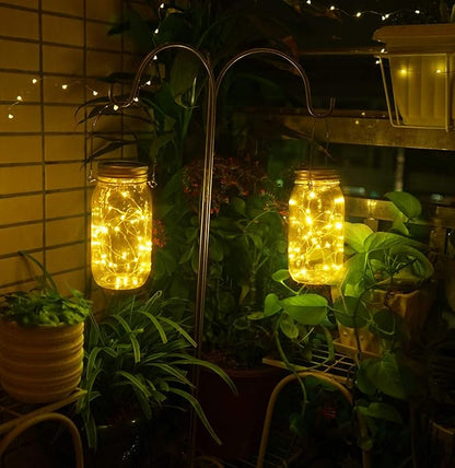 Solar Mason Jar Lights, Large Size Bigger Glass Mason Jar with 30 LEDs Fairy Firefly String Lights, Best Patio Yard Desktop Party Decor Outdoor Solar Hanging Lanterns (2-Pack)