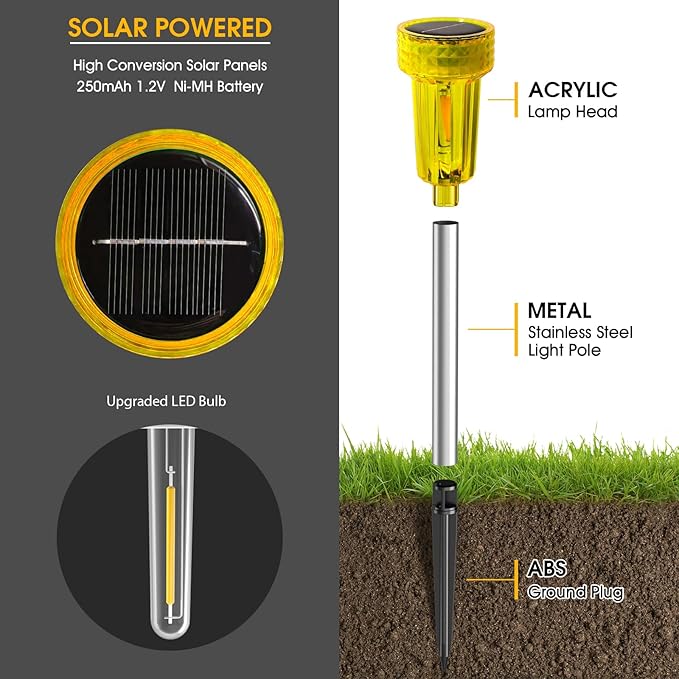 Solar Garden Path Lights 8-Pack, Waterproof
