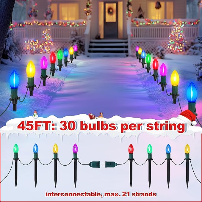 Christmas Pathway String Lights, 45ft C9
