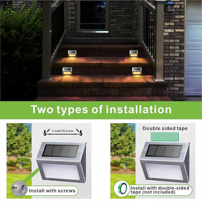 XLUX Solar Lights for Steps Decks Pathway Yard Stairs Fences, LED lamp, Outdoor Waterproof, Warm Light, 6 Pack