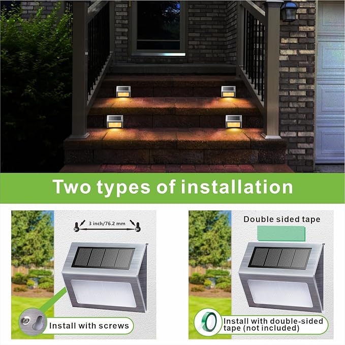 12-Pack Solar Stair Step Lights, Waterproof