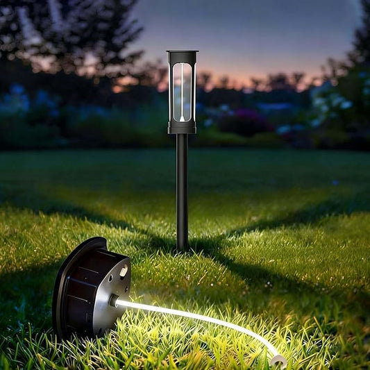 Solar Pathway Lights Outdoor 1 Pack, Upgraded Brighter 6 Inch extended filament Solar Garden Lights, Waterproof Up to 15 Hrs Lighting for Yard Garden Walkway Driveway Landscape Patio Decor （White）