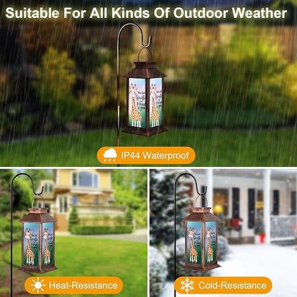 Solar Hanging Lanterns, Bronze, Little Giraffe Pattern, Waterproof, Solar LED, Ideal for Garden Decor, Patio, Lawn, Porch