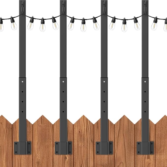 8ft Outdoor String Light Poles 4-Pack, Metal